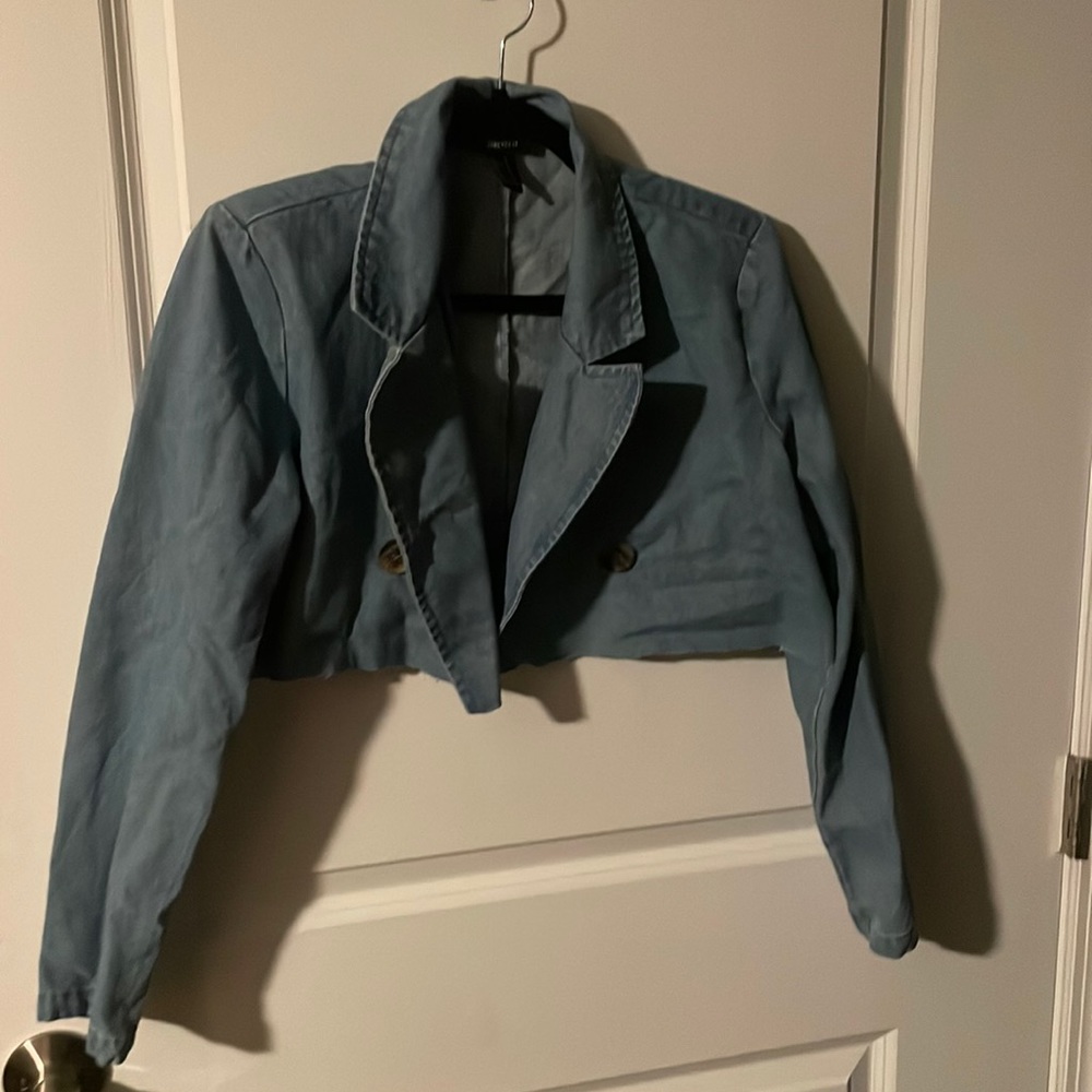 Cropped Denim Blazer